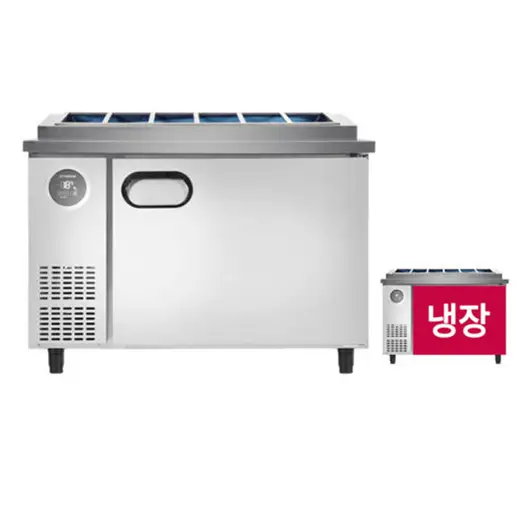 [스타리온] 업소용 테이블 김밥토핑 냉장고 1200 1/4 밧드 앞작업대 올스텐 SR-G12ESEVH