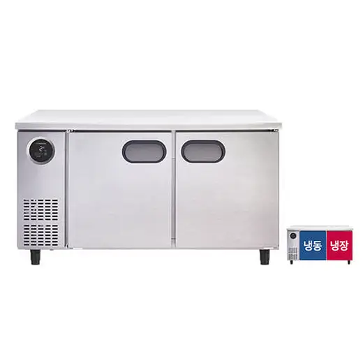 [스타리온] 직냉식 1500 테이블 냉장고 + 냉동고 343L (내부스텐) SR-T15B1F