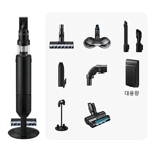 [삼성] BESPOKE AI 제트 무선청소기 400W 새틴 블랙 침구브러시 패키지 VS90F40CRK