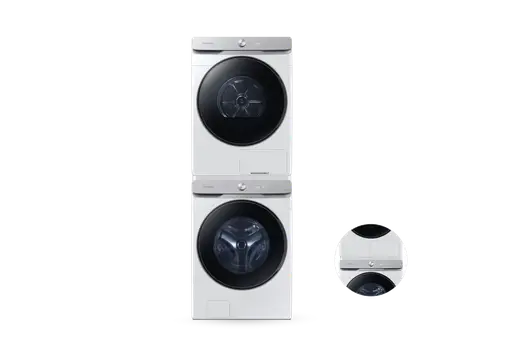 [삼성] 세탁기+건조기 AI 21/21kg+상단 설치 키트 WF21DG6650BW2T